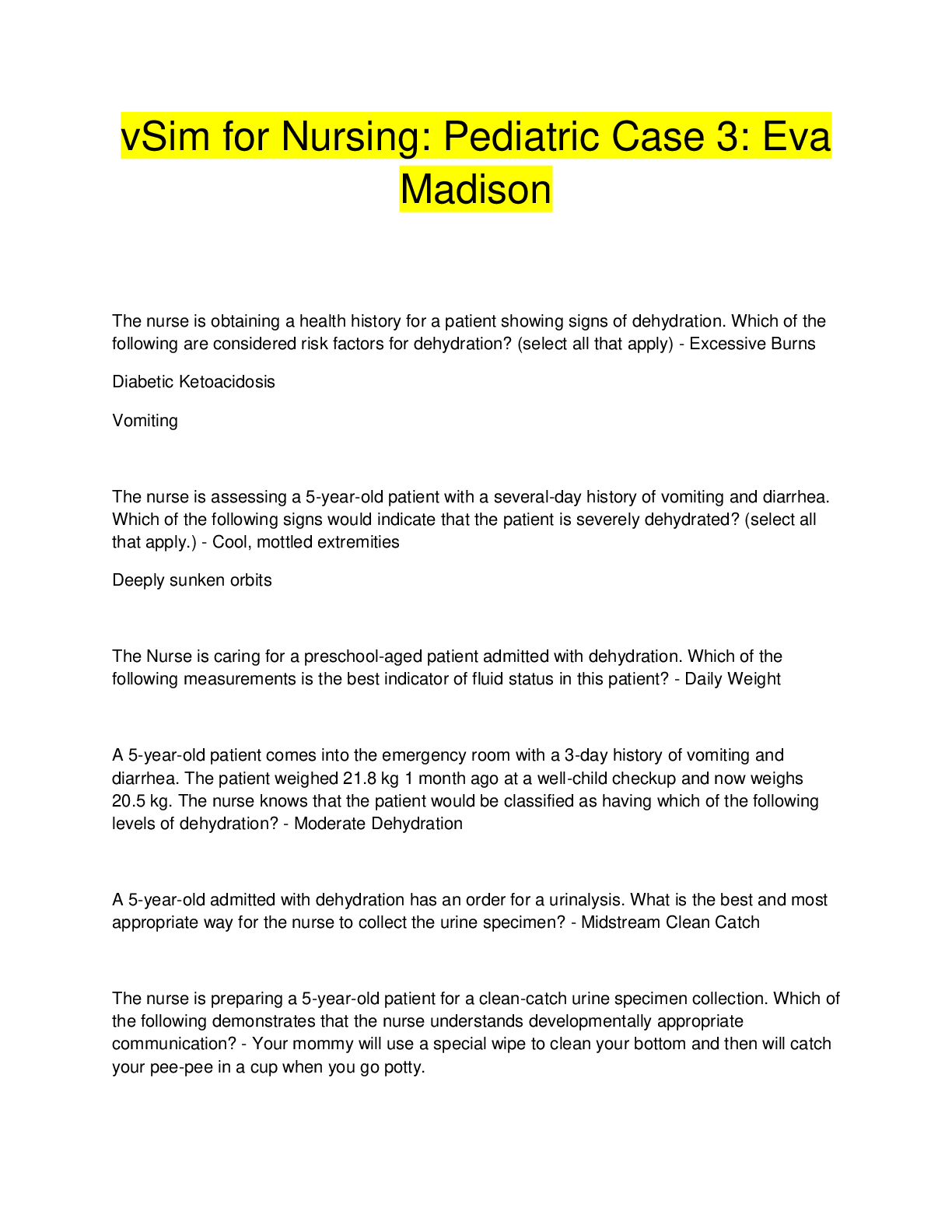 Preview image for vSim for Nursing: Pediatric Case 3: Eva  Madison